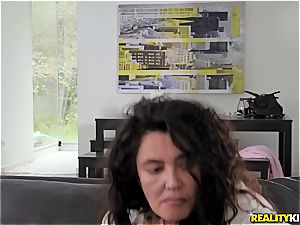 Spanish teenager sweetie rails her fellow while his mother sees TV